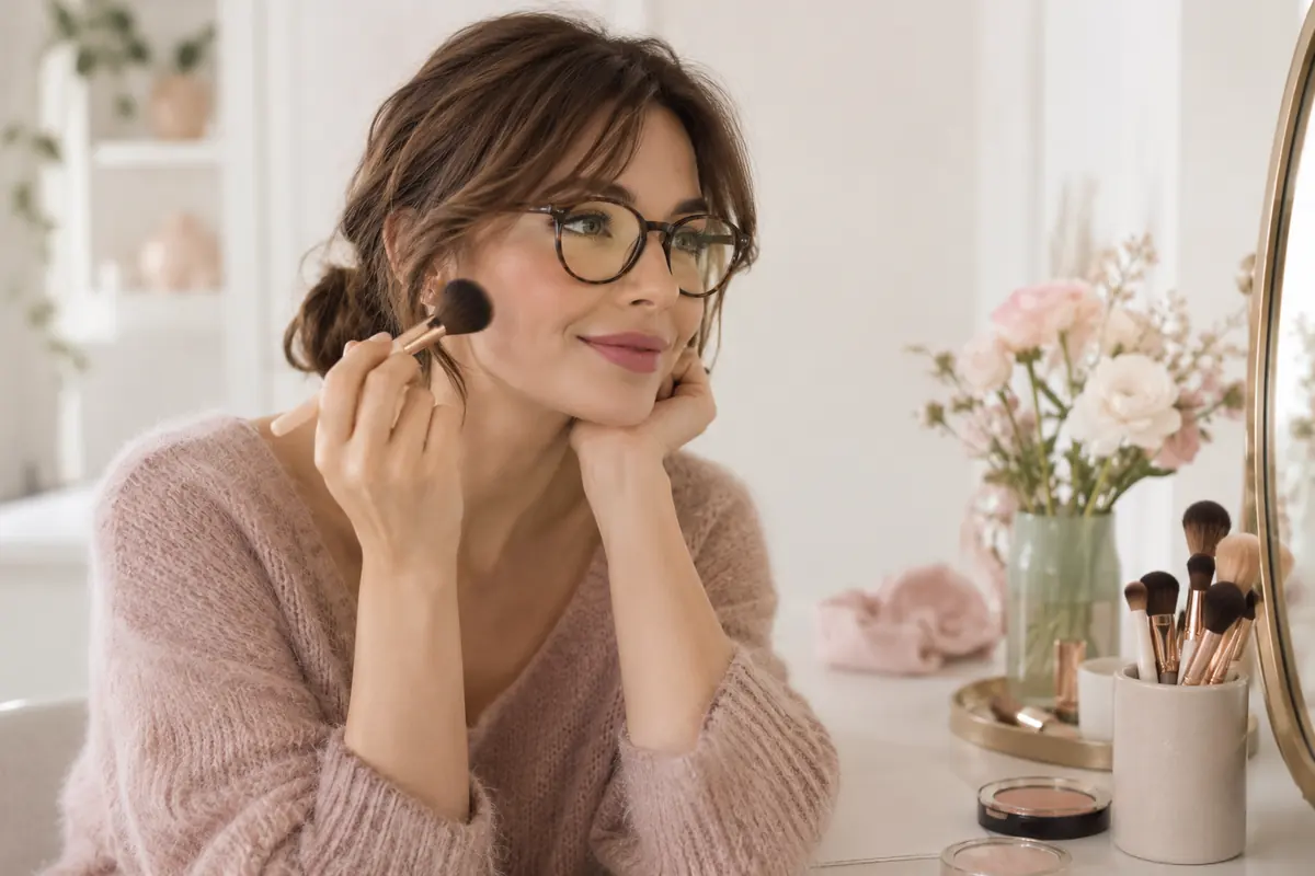 Adult woman wearing glasses and softly parted fringe