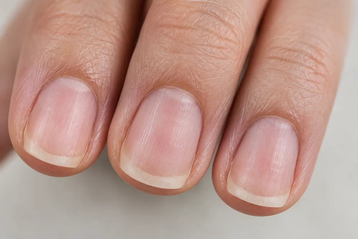 Short natural nails with a smooth rounded free edge