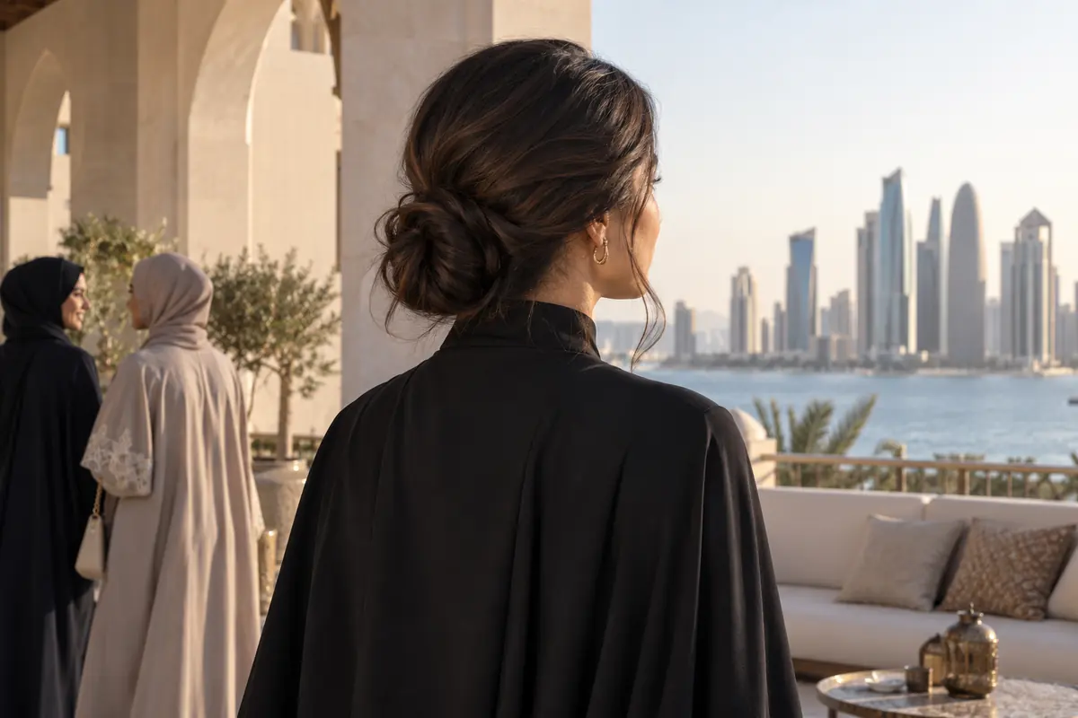 A softly gathered low bun seen from behind