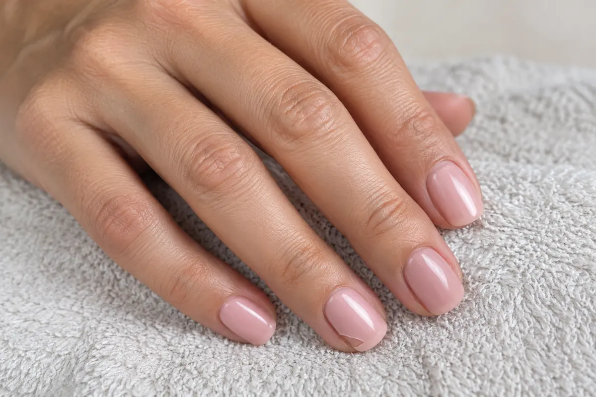 Resting hand with a small lifted coating left alone