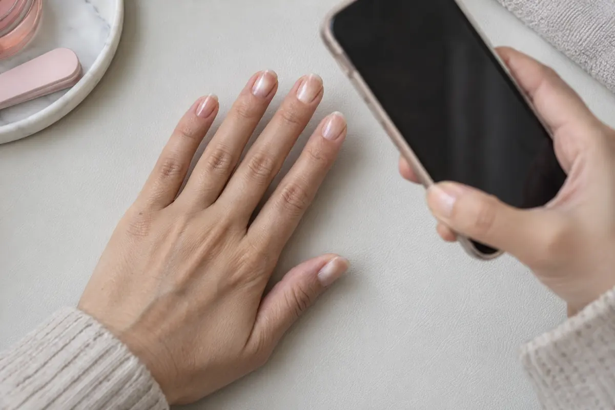 A natural fingernail photographed under consistent light